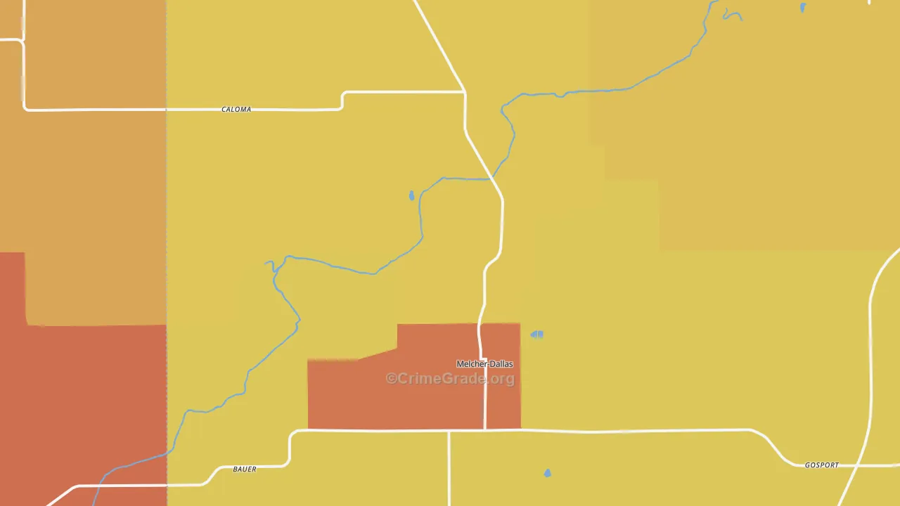Dallas, IA Map of Robbery Rates