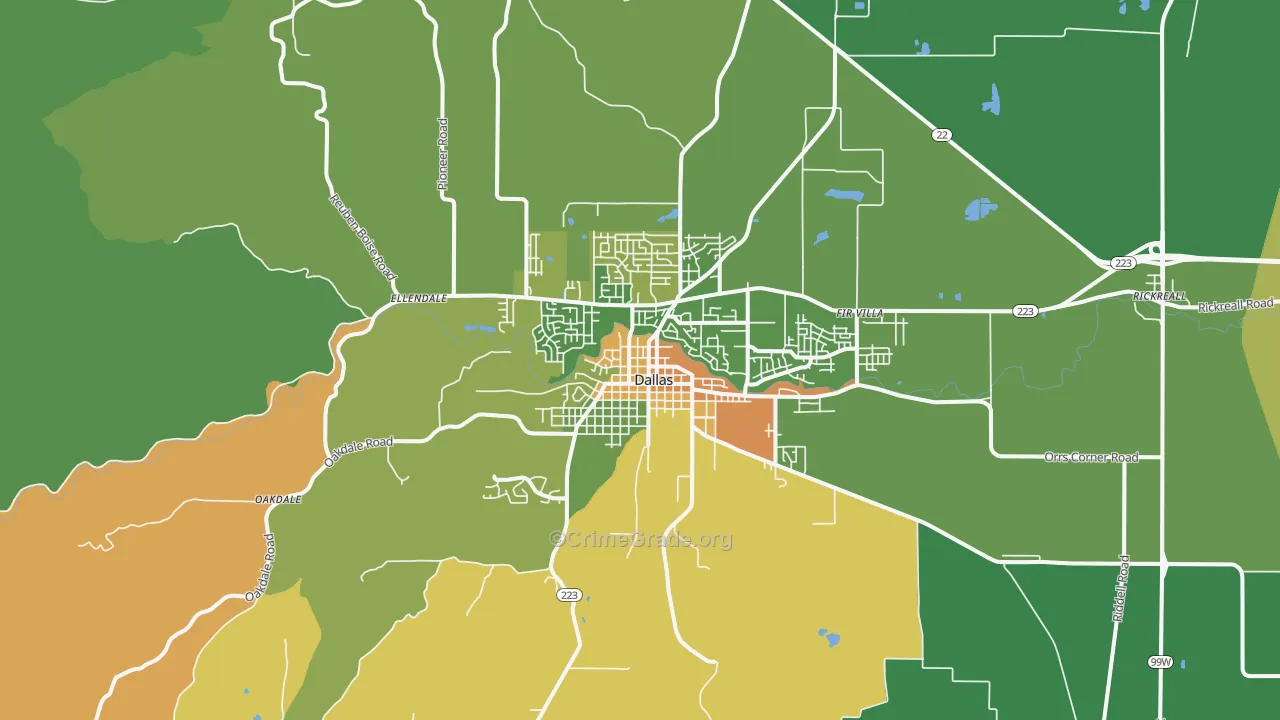 Dallas, OR Map of Robbery Rates