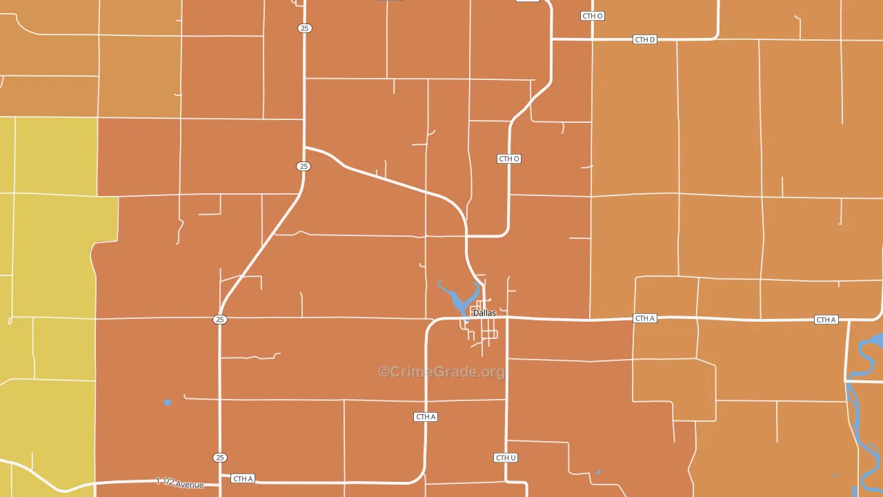 Dallas, WI Map of Robbery Rates