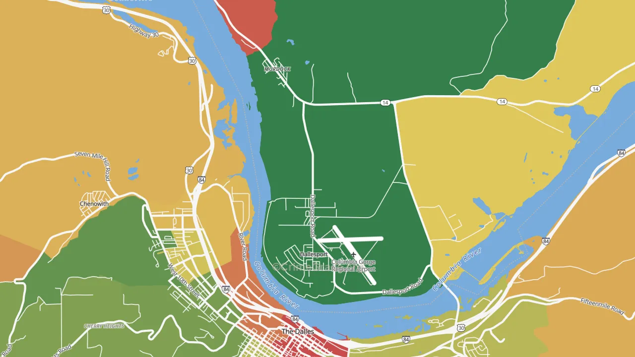 Dallesport, WA Map of Robbery Rates