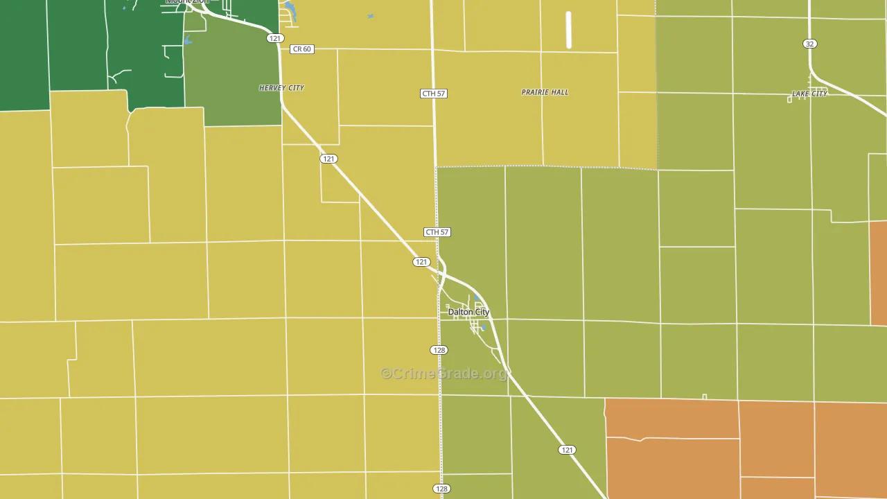 Dalton City, IL Map of Robbery Rates