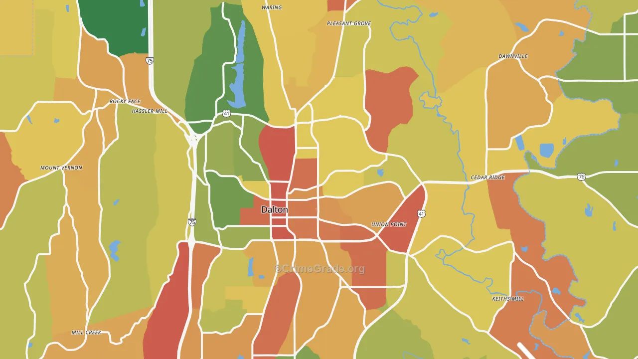 Dalton, GA Map of Robbery Rates