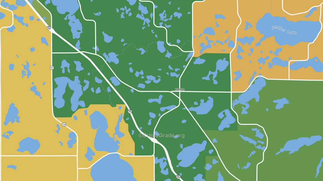 Dalton, MN Map of Robbery Rates