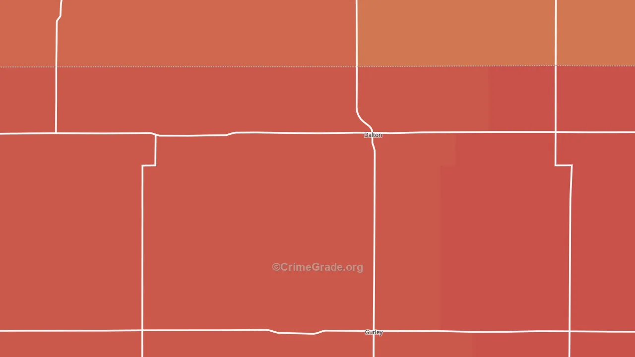 Dalton, NE Map of Robbery Rates