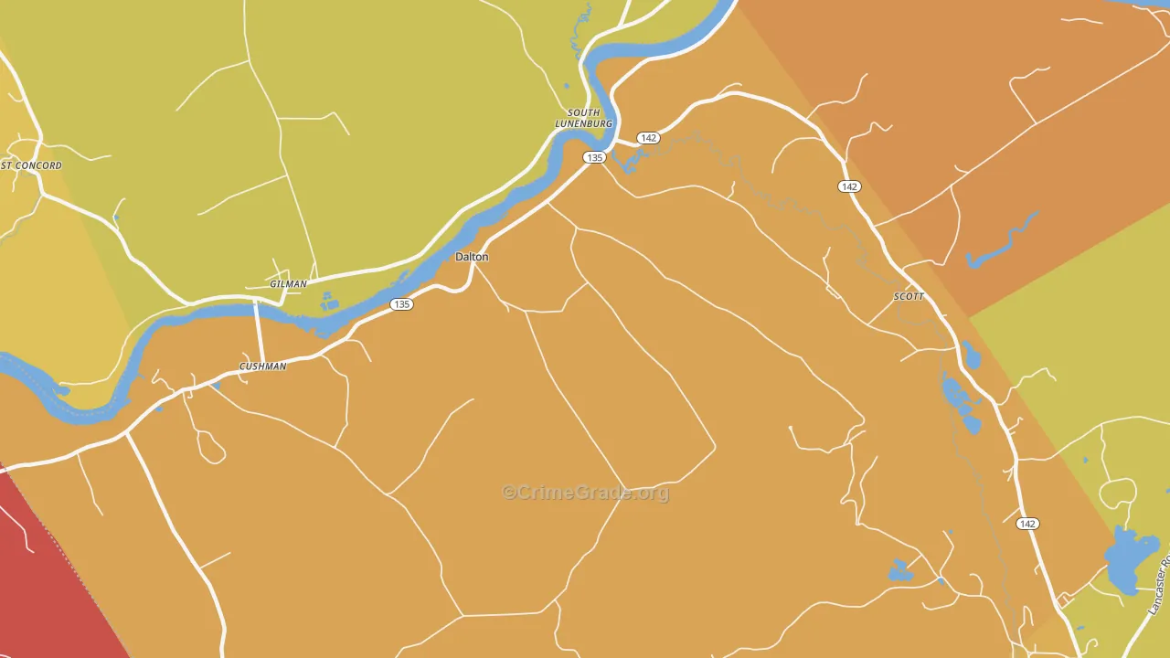 Dalton, NH Map of Robbery Rates