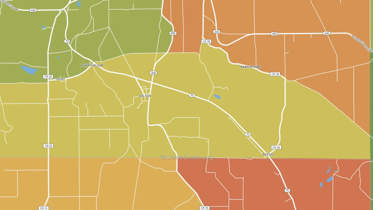 Dalton, NY Map of Robbery Rates