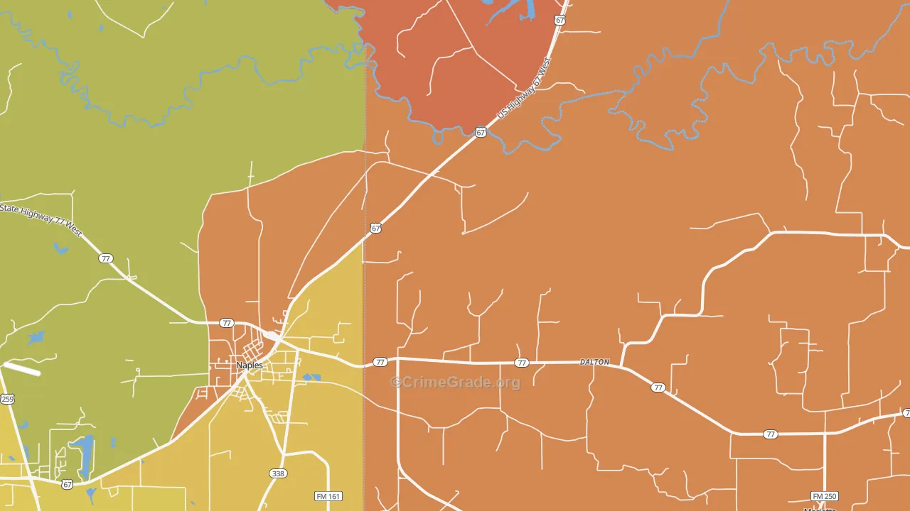 Dalton, TX Map of Robbery Rates