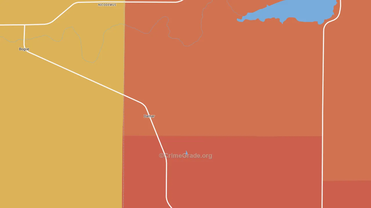 Damar, KS Map of Robbery Rates