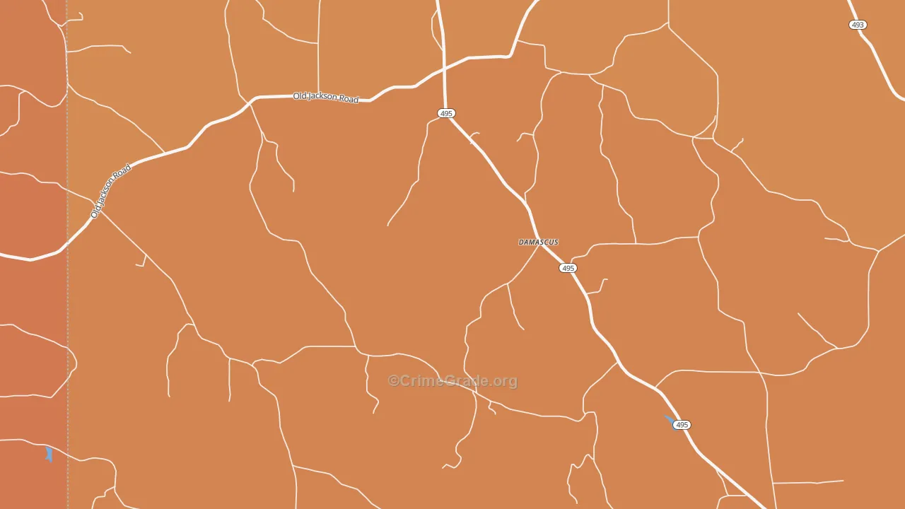 Damascus, MS Map of Robbery Rates