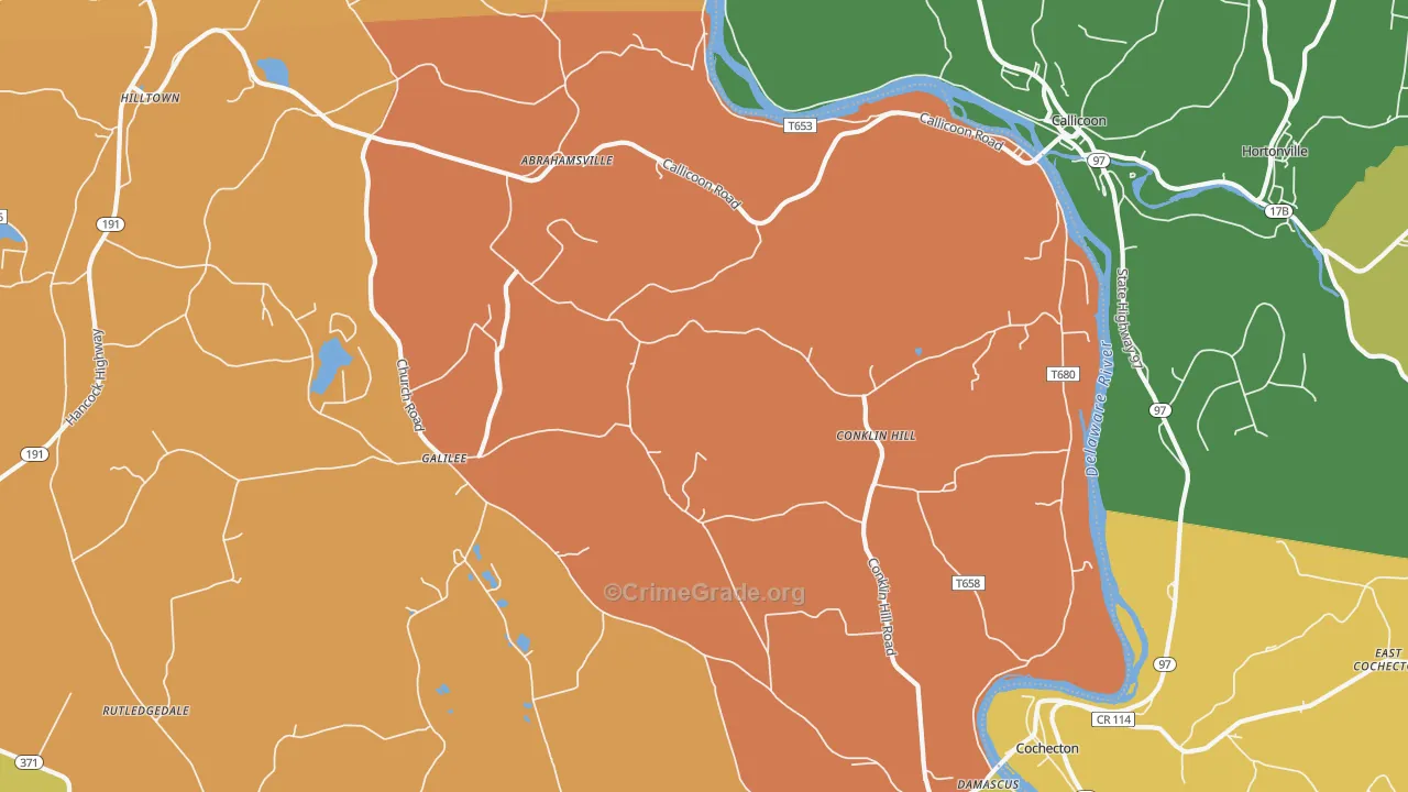 Damascus, PA Map of Robbery Rates