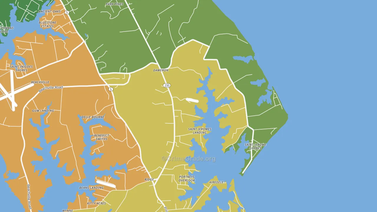 Dameron, MD Map of Robbery Rates