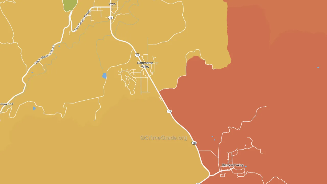 Dammeron Valley, UT Map of Robbery Rates