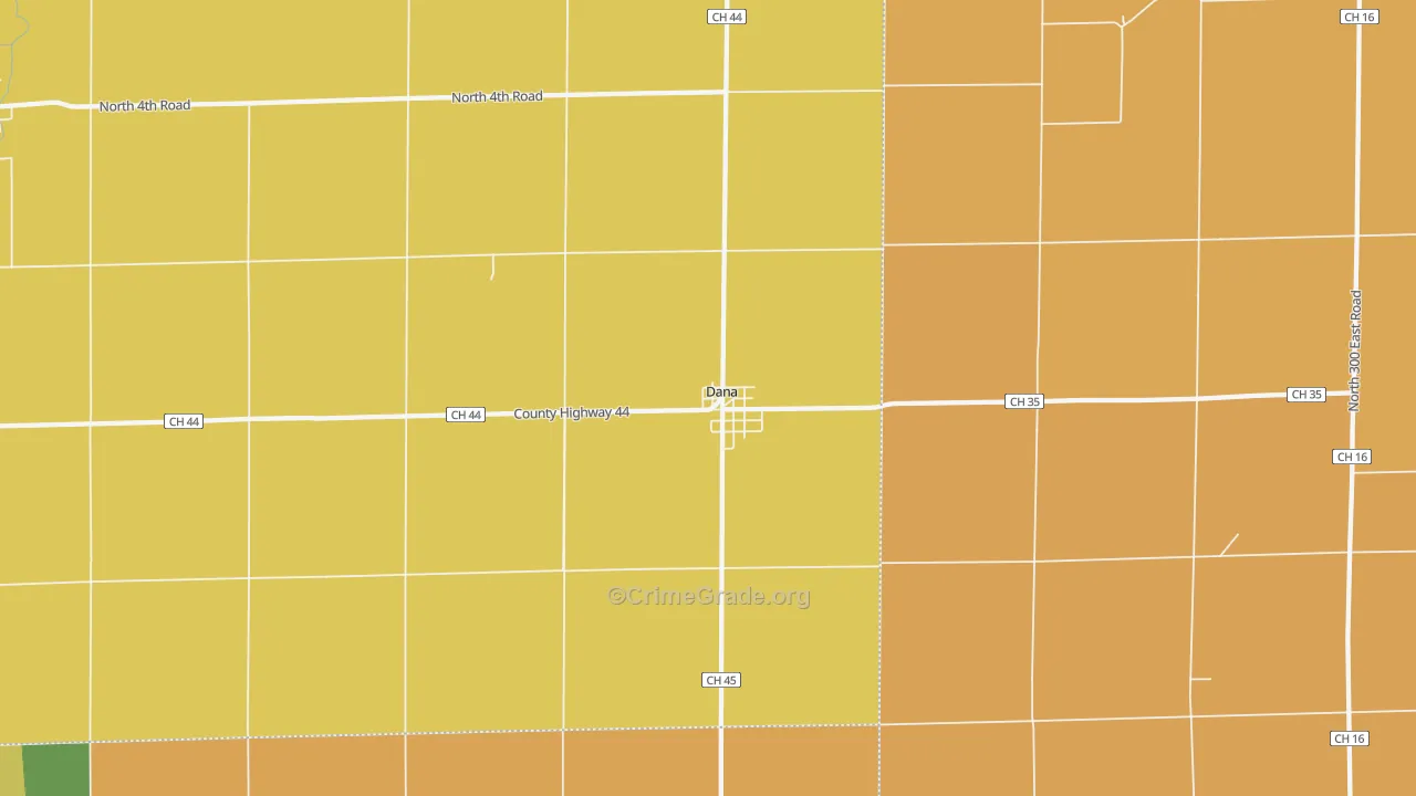 Dana, IL Map of Robbery Rates