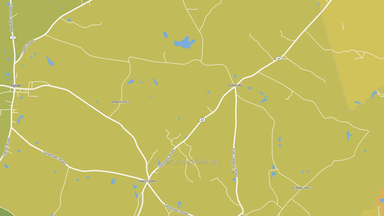 Danburg, GA Map of Robbery Rates