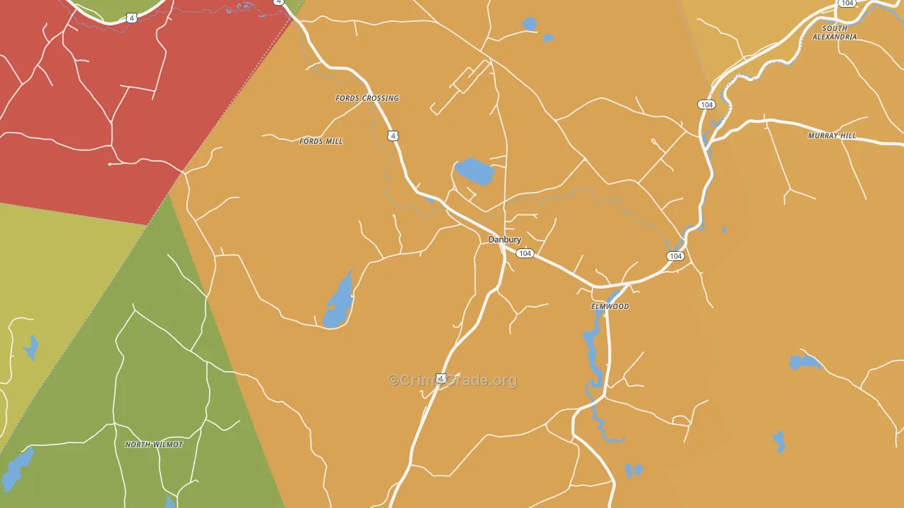 Danbury, NH Map of Robbery Rates