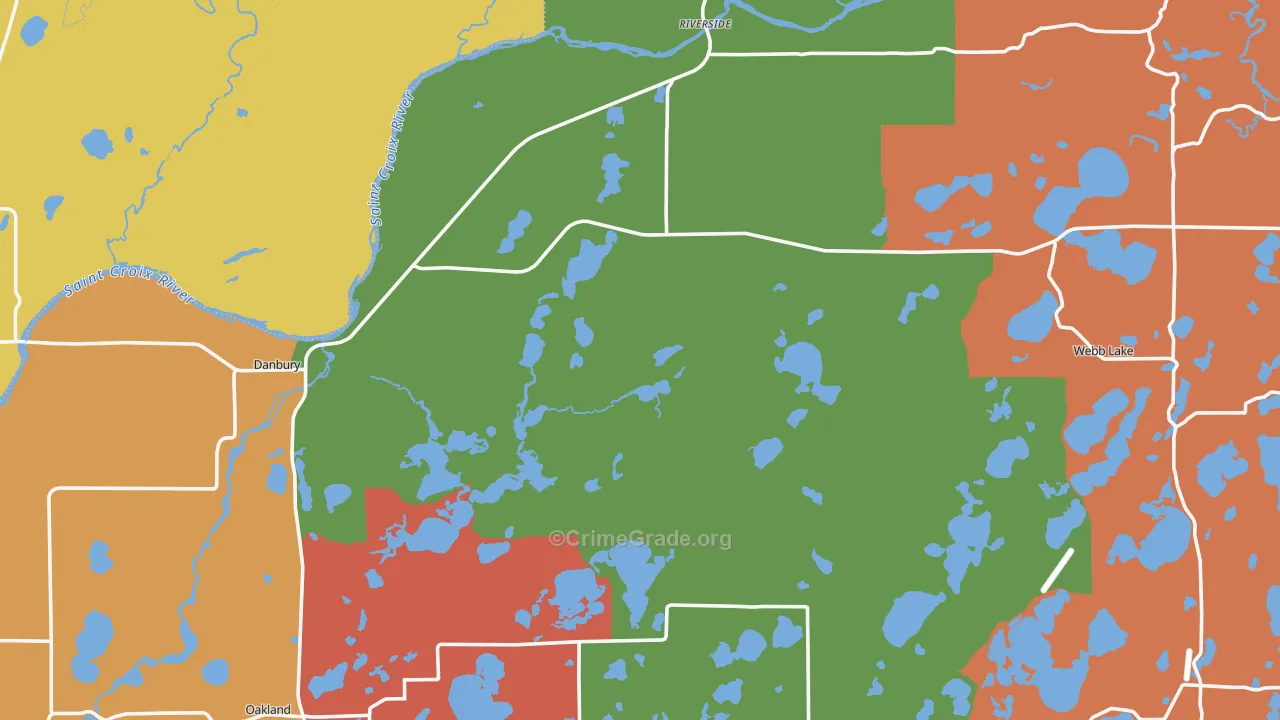 Danbury, WI Map of Robbery Rates