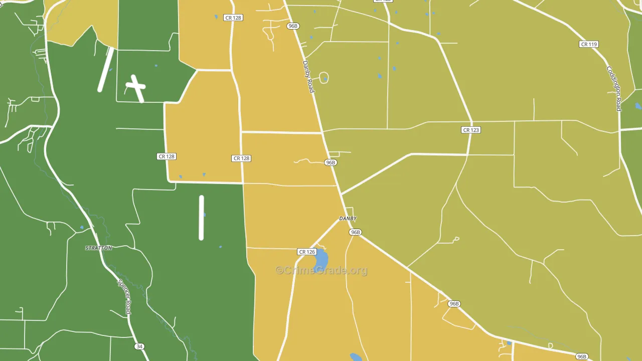 Danby, NY Map of Robbery Rates