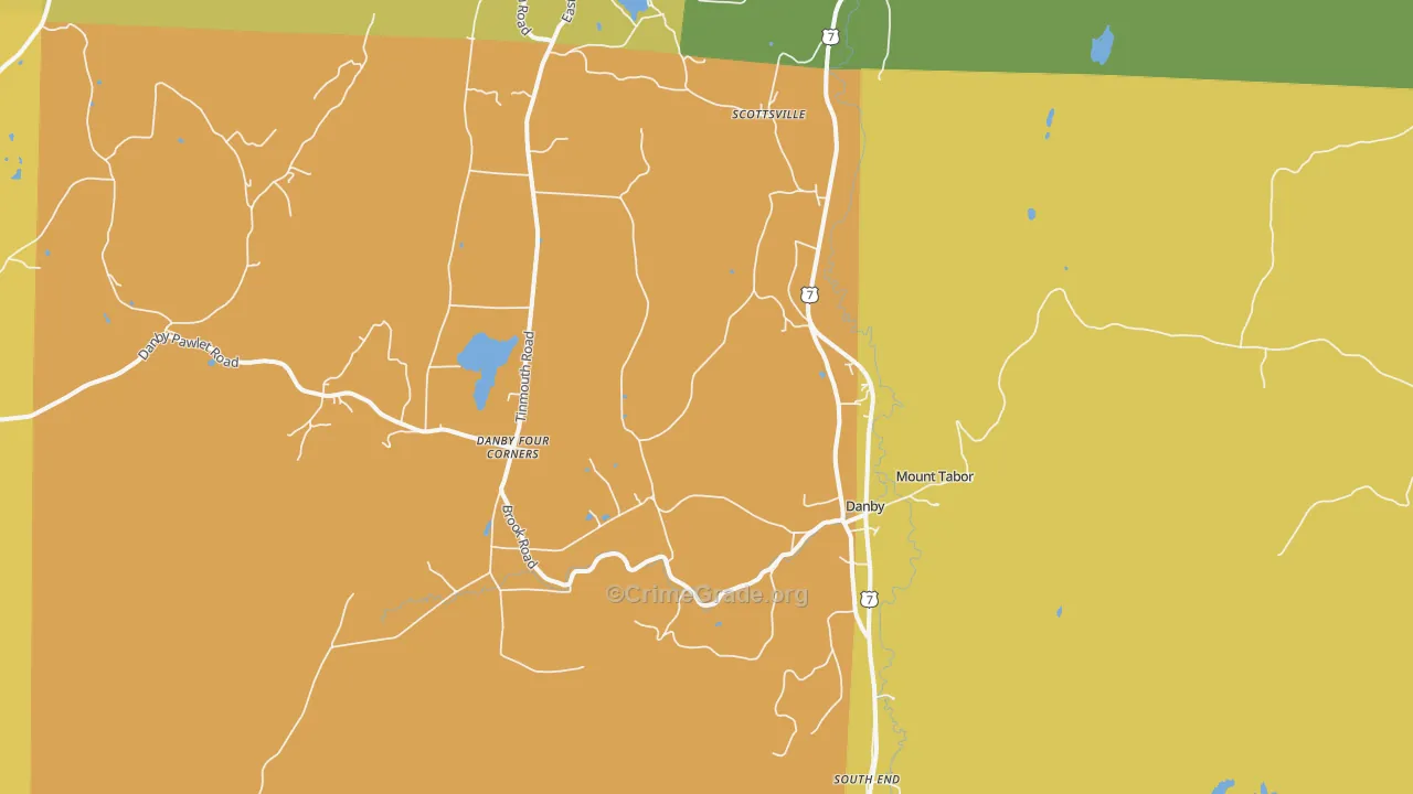 Danby, VT Map of Robbery Rates