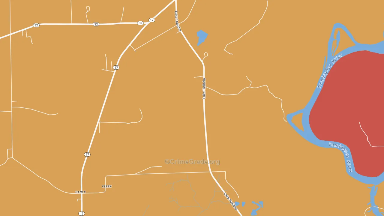 Dancy, AL Map of Robbery Rates