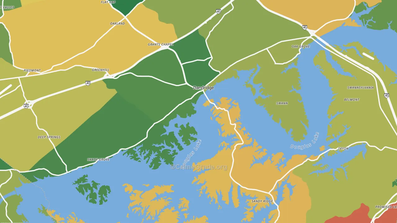 Dandridge, TN Map of Robbery Rates