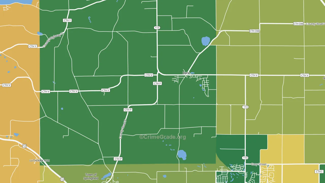 Dane, WI Map of Robbery Rates