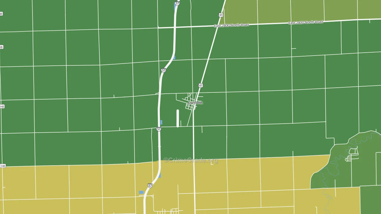 Danforth, IL Map of Robbery Rates