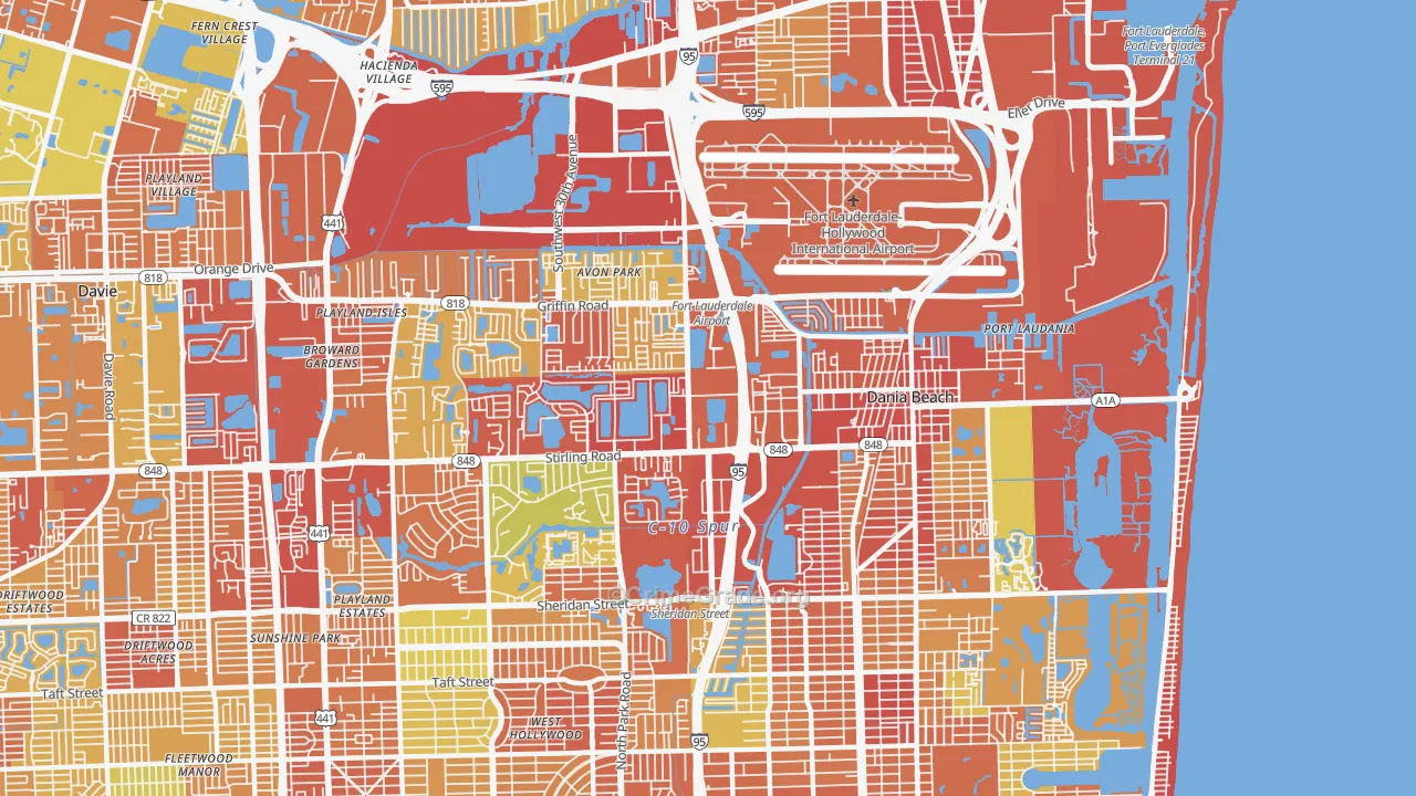 Dania Beach, FL Map of Robbery Rates