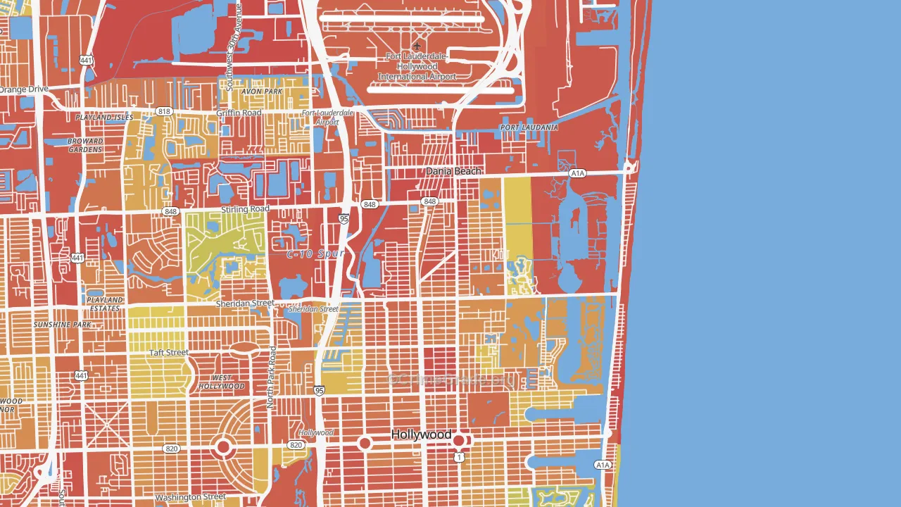 Dania, FL Map of Robbery Rates