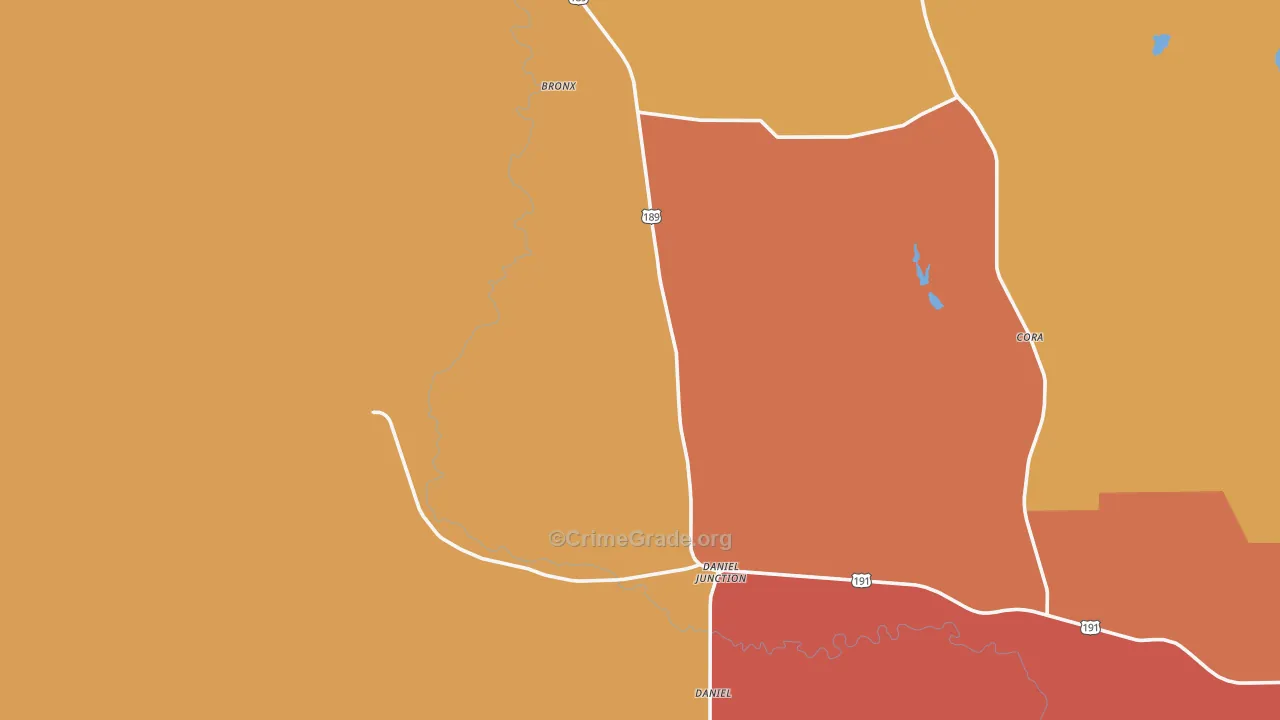Daniel, WY Map of Robbery Rates