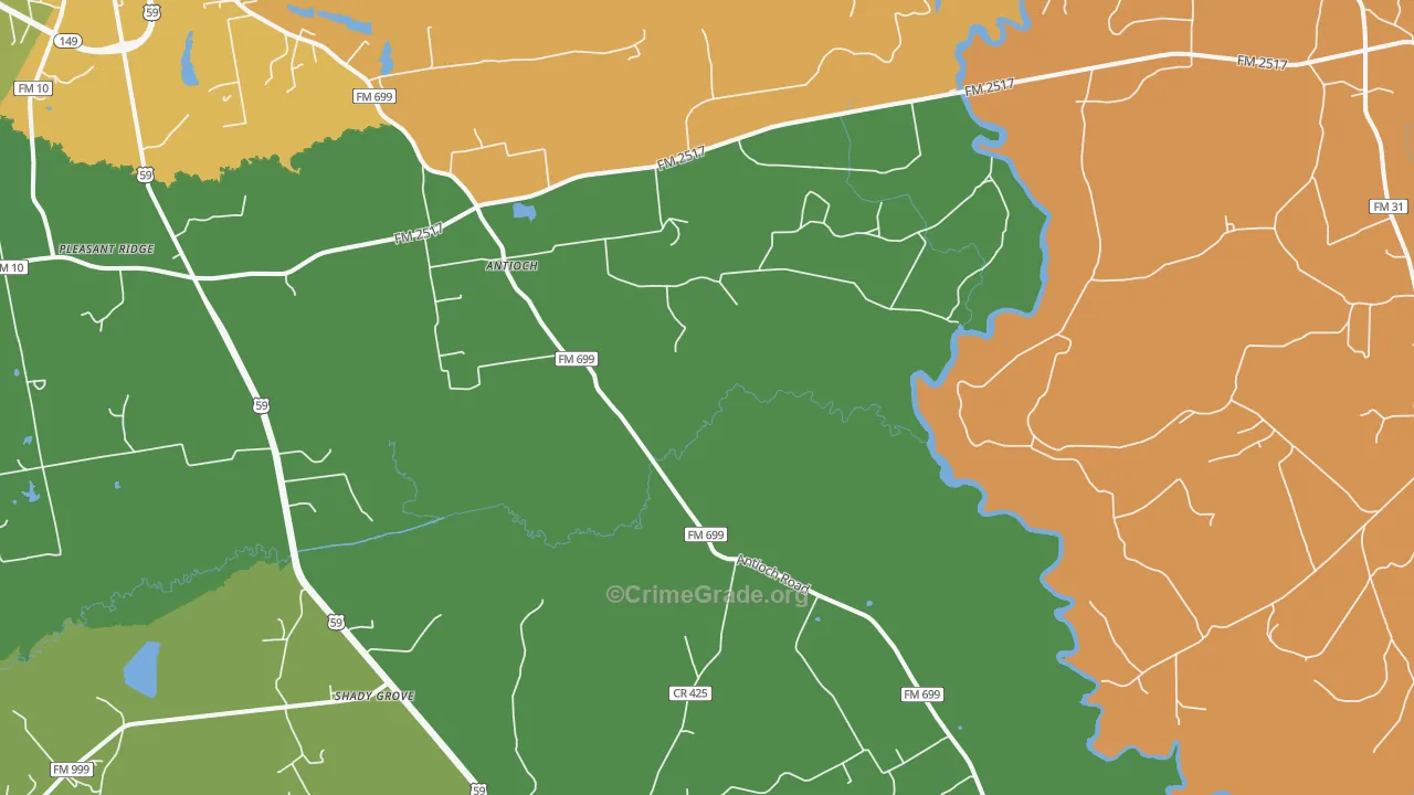 Daniels, TX Map of Robbery Rates