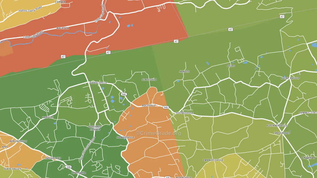 Danielsville, PA Map of Robbery Rates