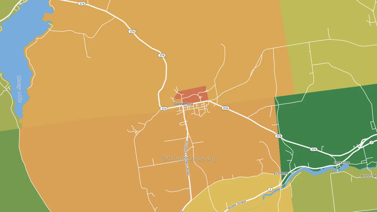 Dannemora, NY Map of Robbery Rates