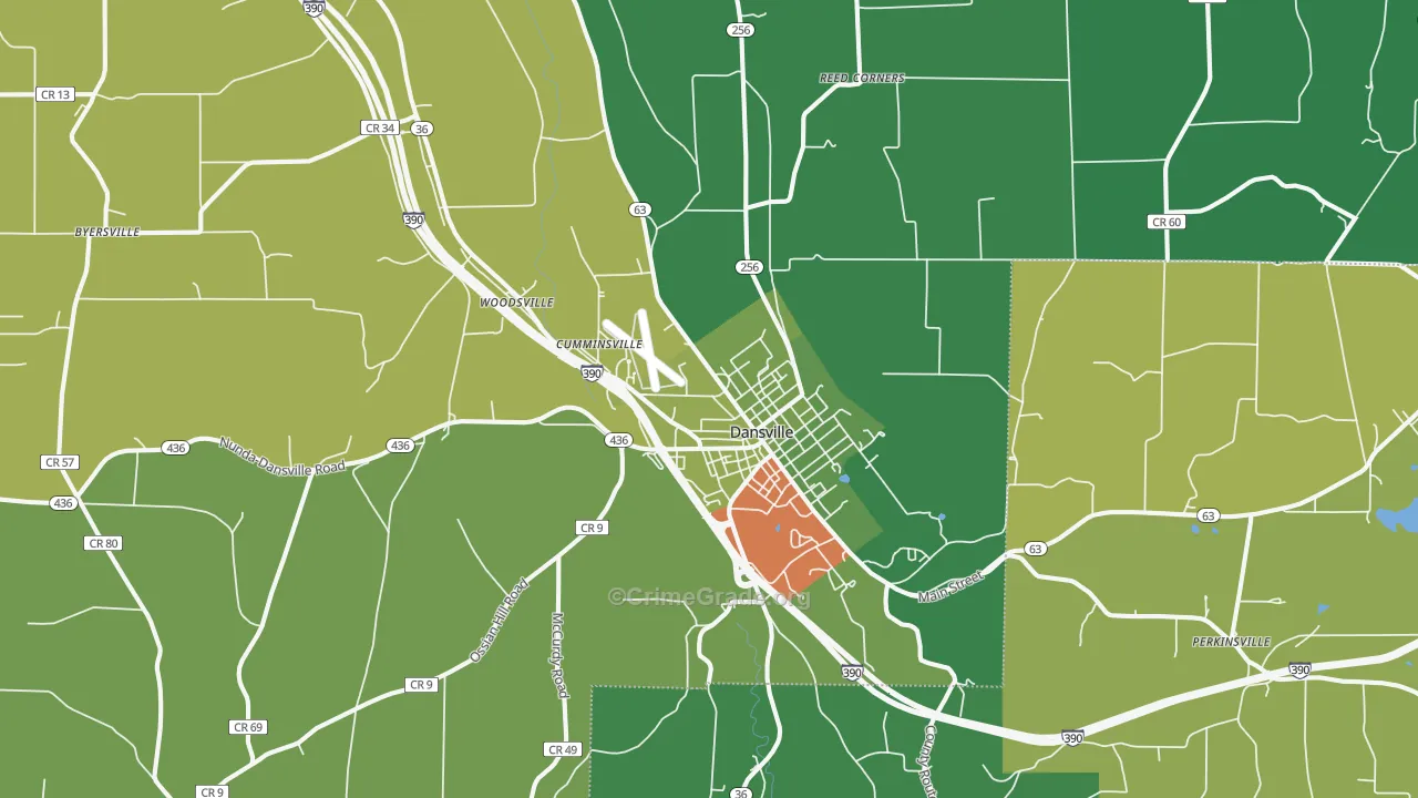 Dansville, NY Map of Robbery Rates