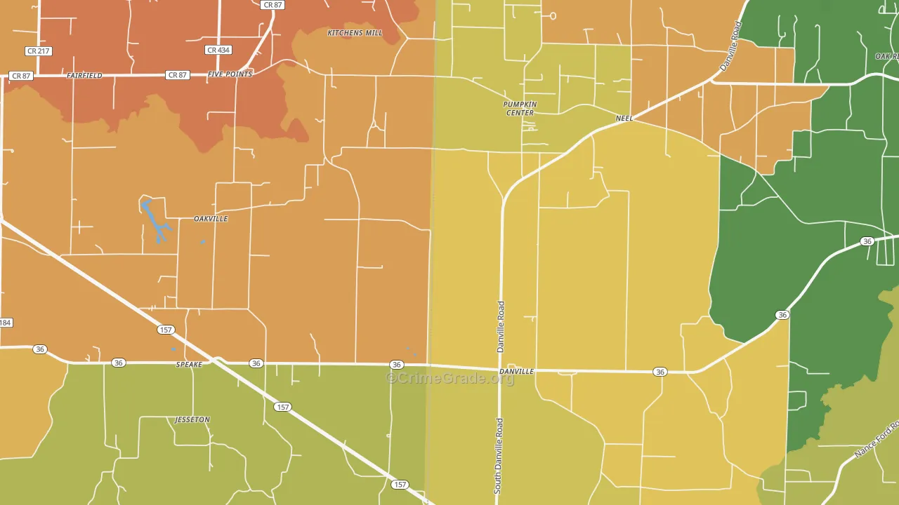 Danville, AL Map of Robbery Rates