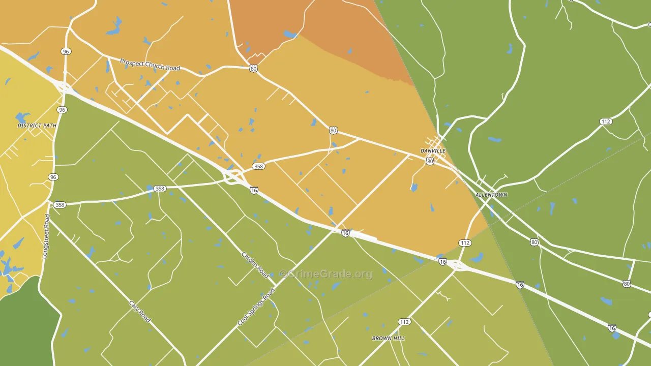 Danville, GA Map of Robbery Rates