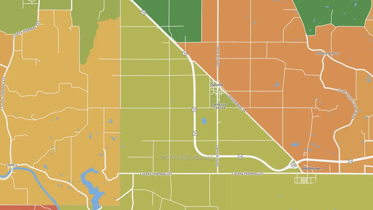 Danville, IA Map of Robbery Rates