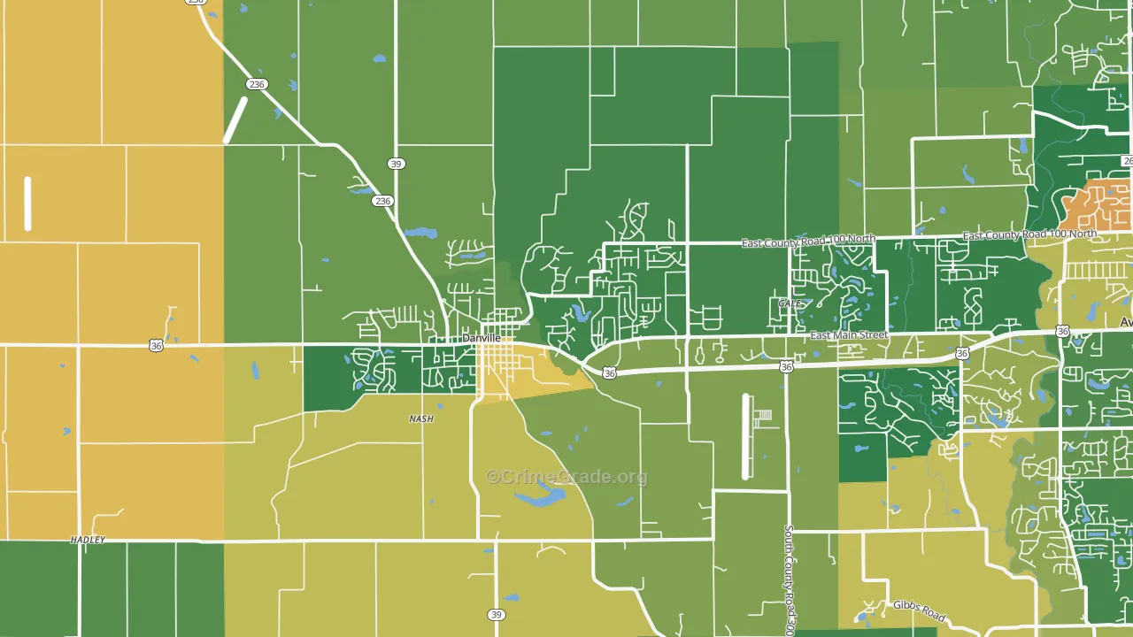 Danville, IN Map of Robbery Rates