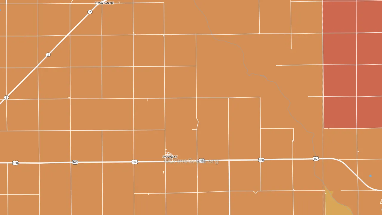 Danville, KS Map of Robbery Rates