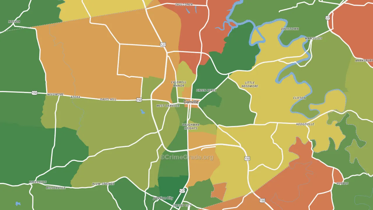 Danville, KY Map of Robbery Rates