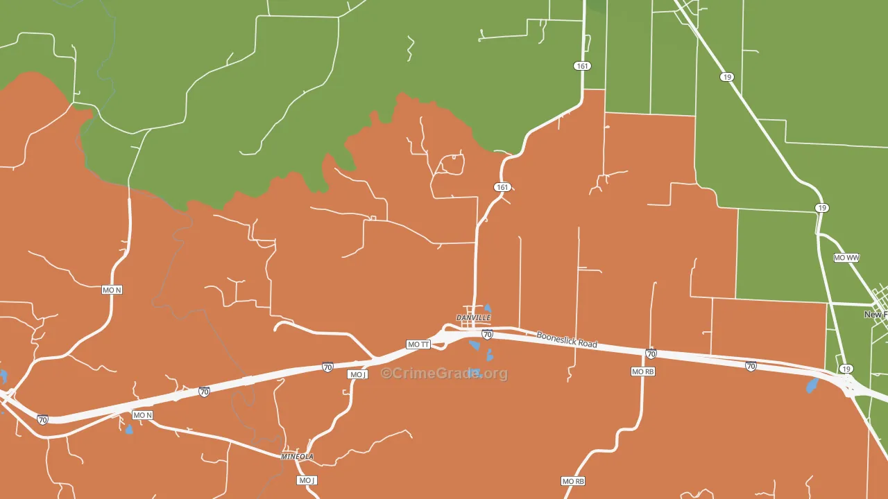 Danville, MO Map of Robbery Rates
