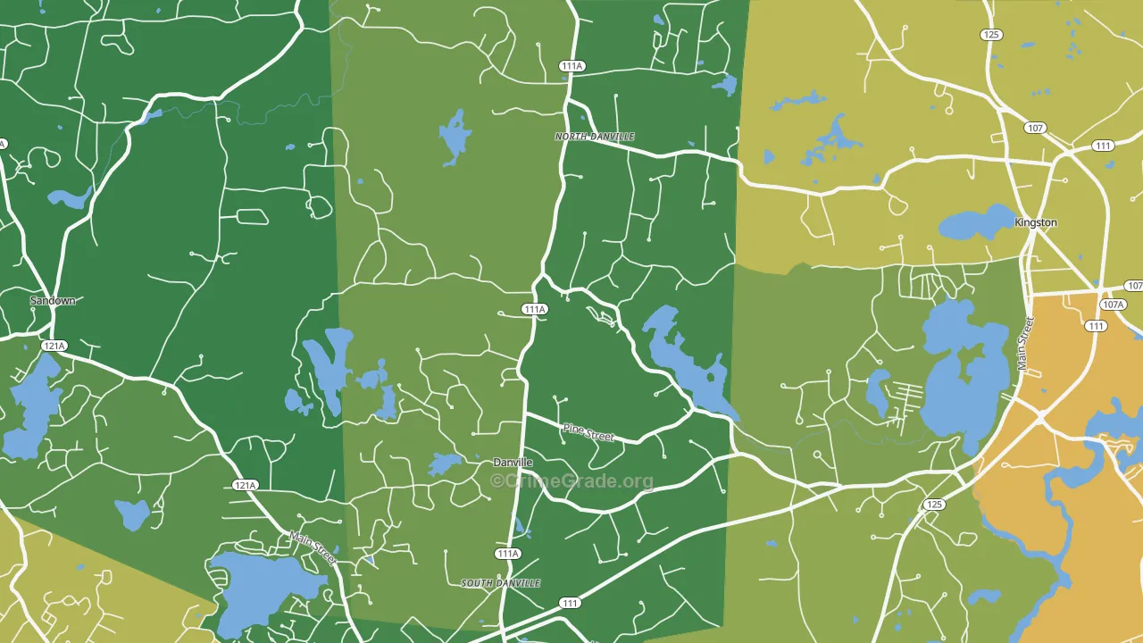 Danville, NH Map of Robbery Rates