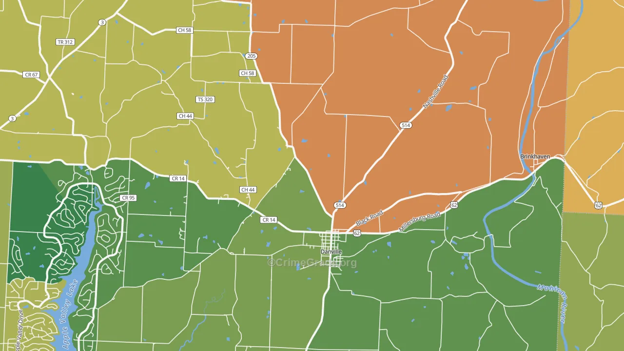 Danville, OH Map of Robbery Rates