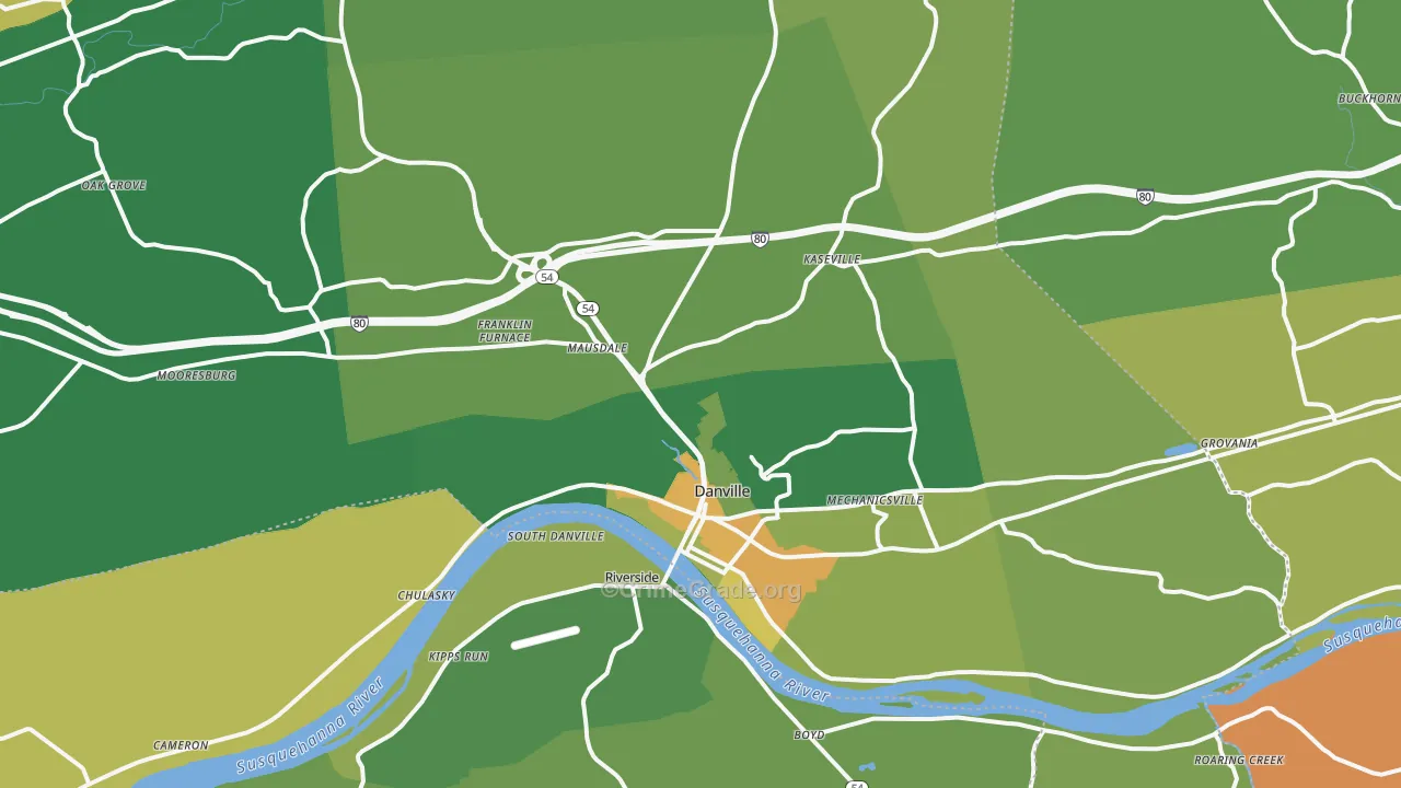 Danville, PA Map of Robbery Rates