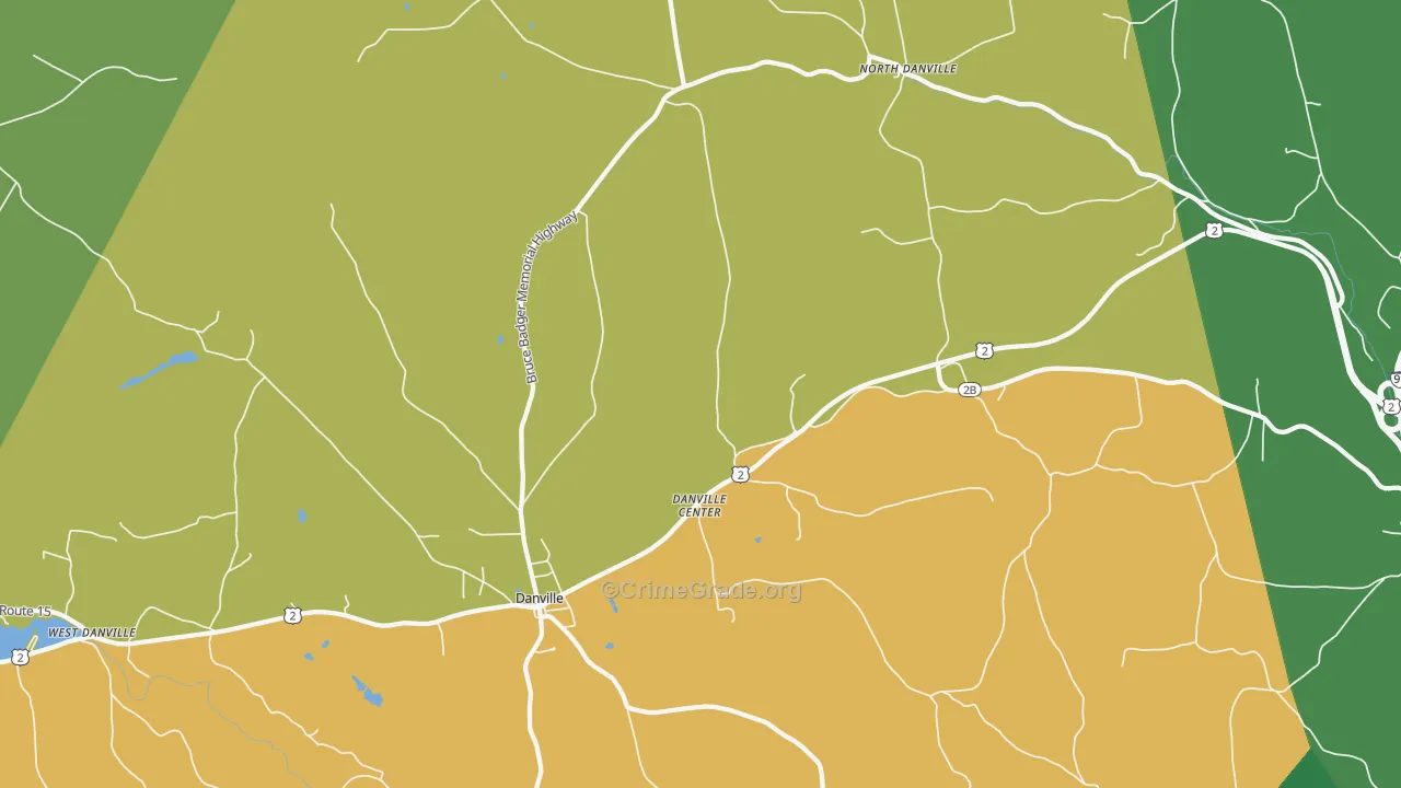 Danville, VT Map of Robbery Rates