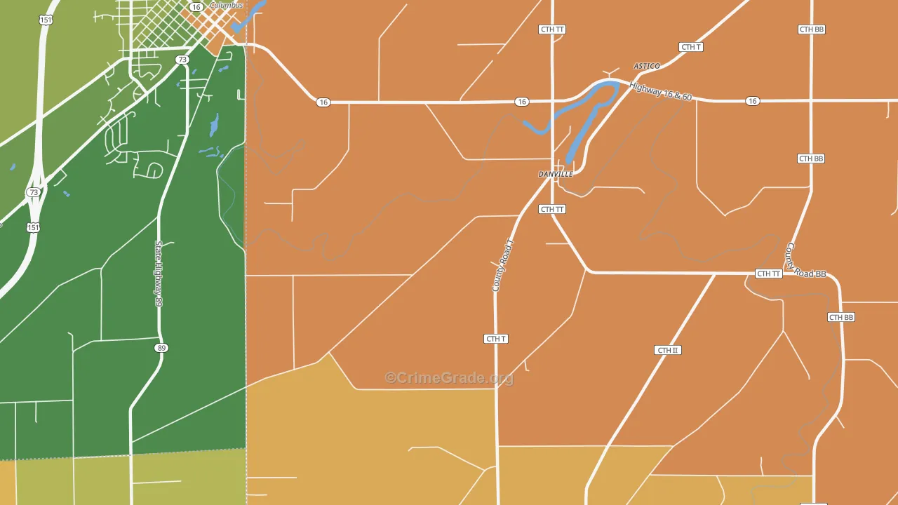 Danville, WI Map of Robbery Rates