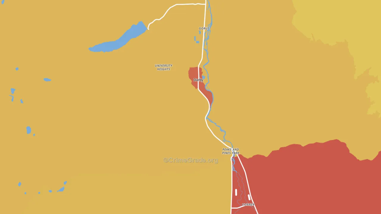 Darby, MT Map of Robbery Rates