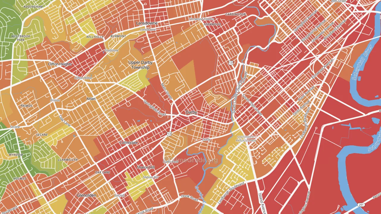 Darby, PA Map of Robbery Rates