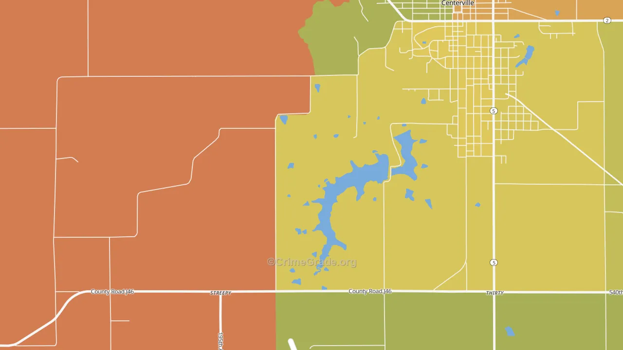 Darbyville, IA Map of Robbery Rates