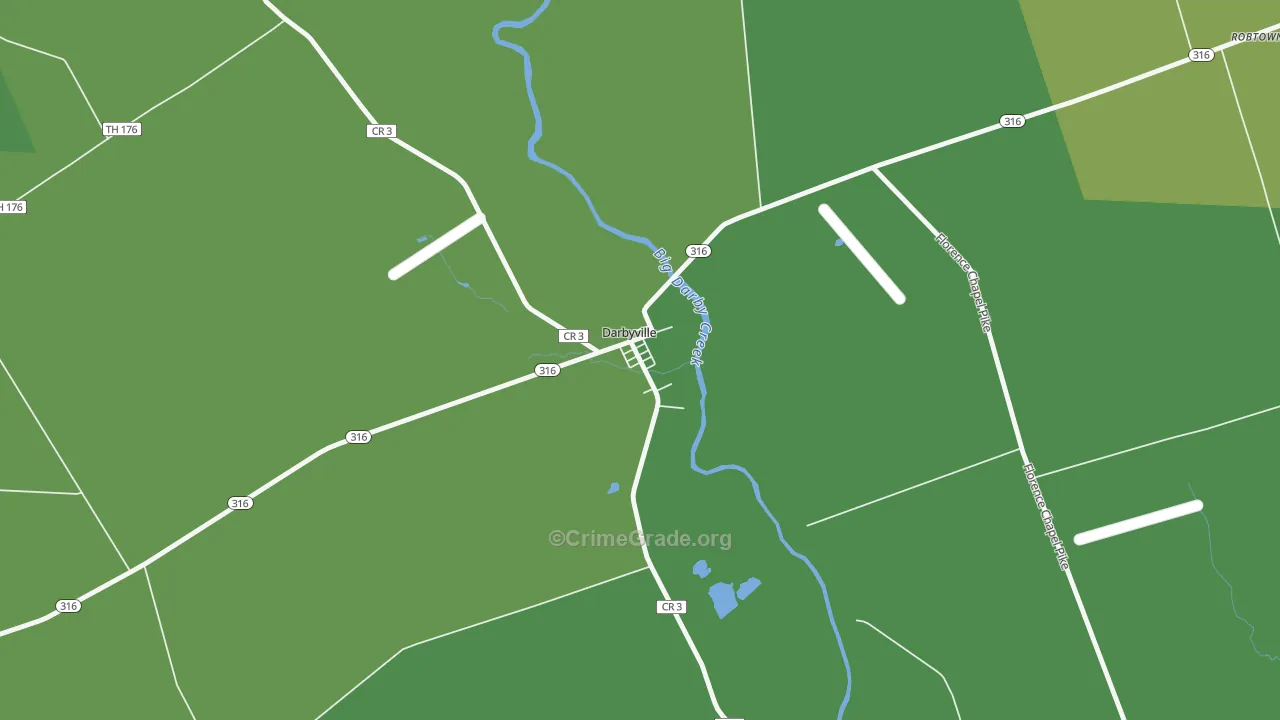 Darbyville, OH Map of Robbery Rates