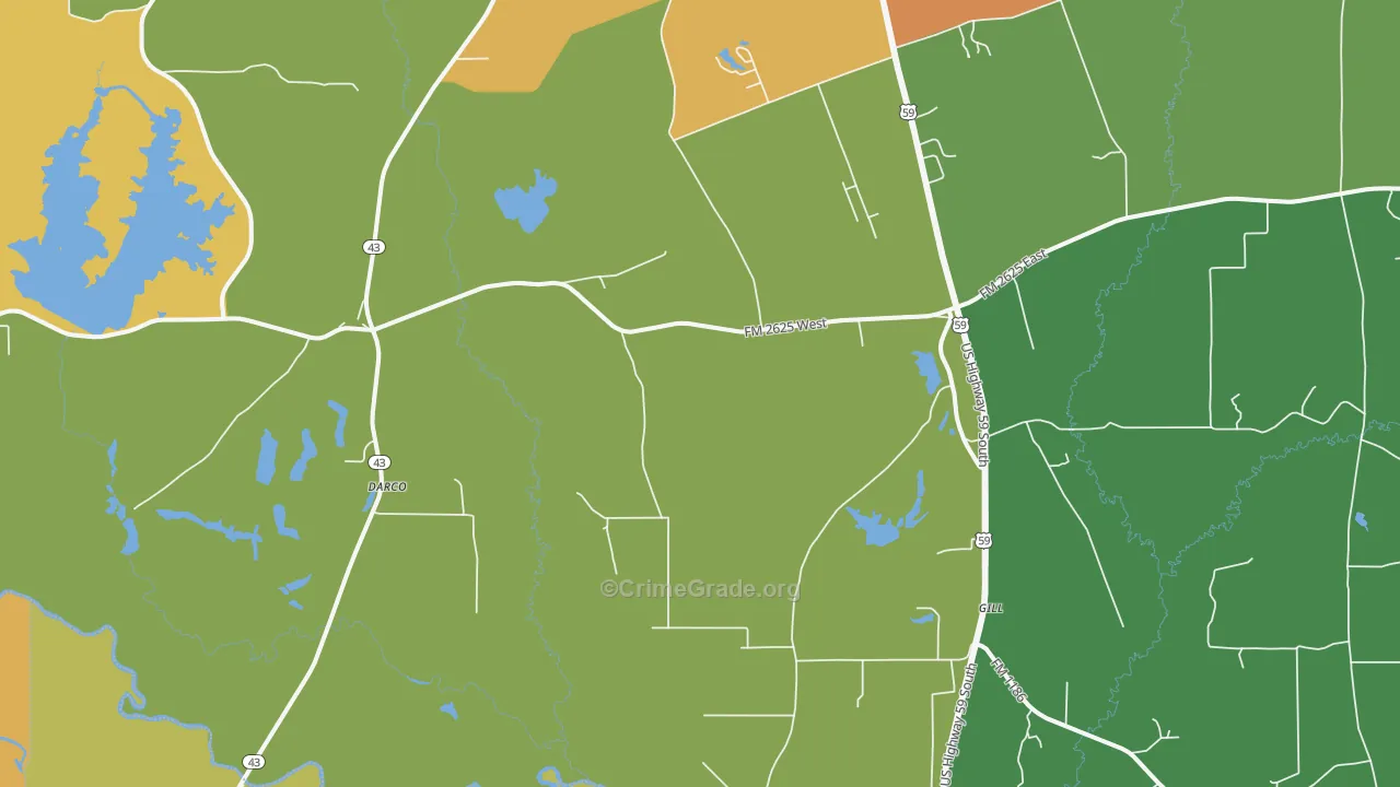 Darco, TX Map of Robbery Rates